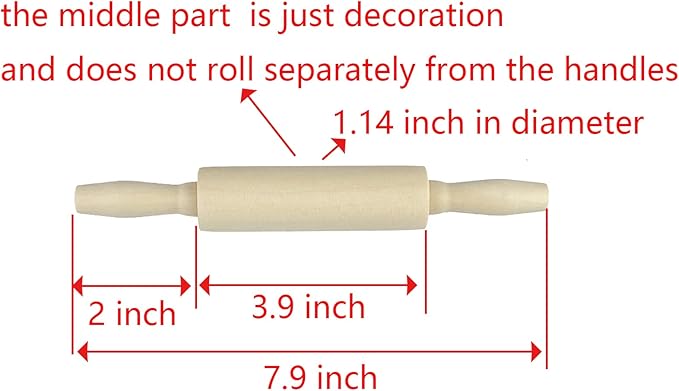 6 Pack Wood Small Rolling Pin for Kids, 7.9 Inch Kids Rolling Pin for Home Kitchen