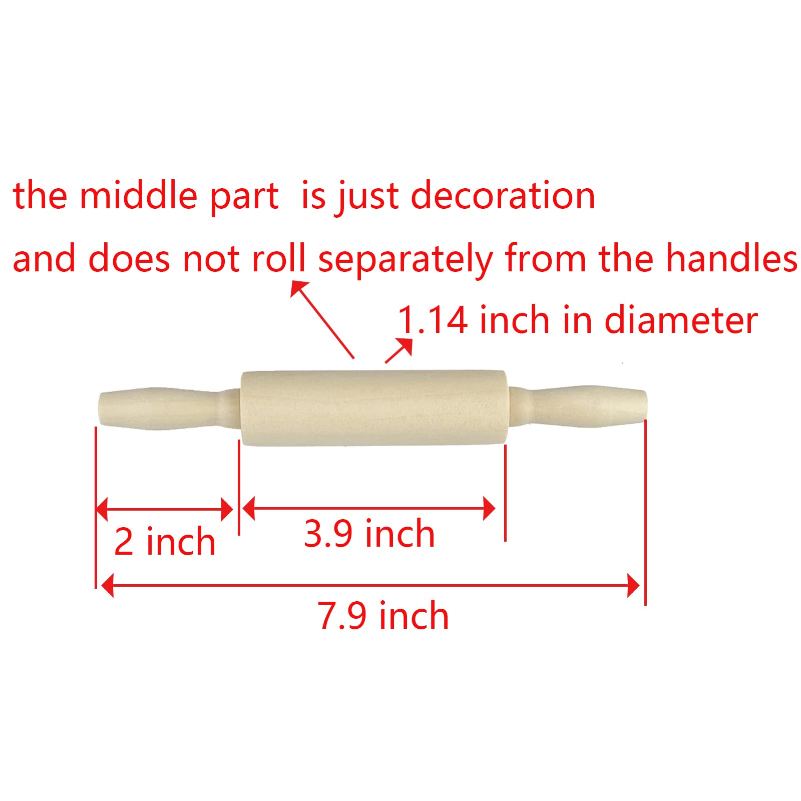 Miokun 20 Pack Wood Small Rolling Pin for Kids, 7.9 Inch Kids Rolling Pin for Home Kitchen