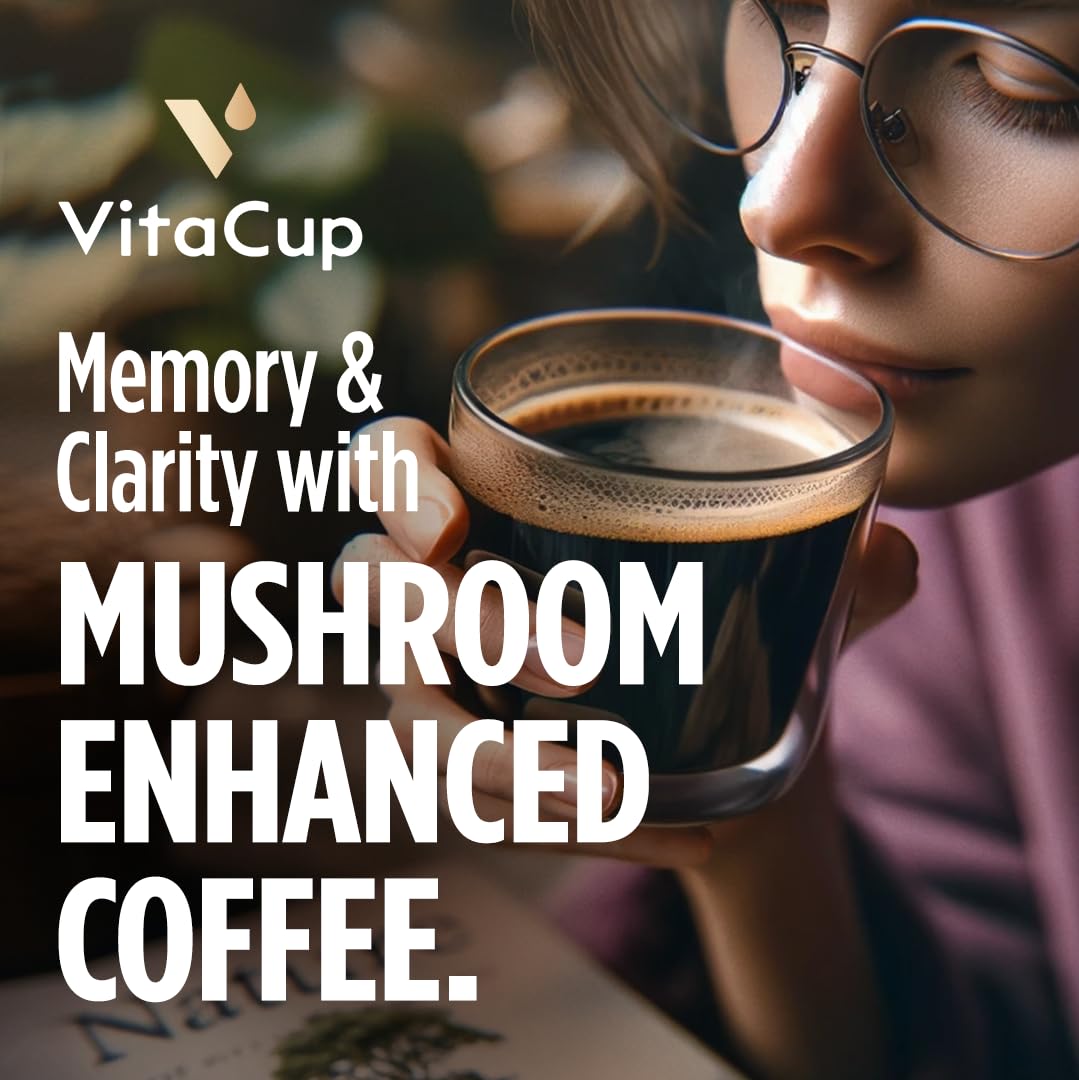 VitaCup Mushroom Ground Coffee, with Lions Mane for Memory & Clarity, 10oz