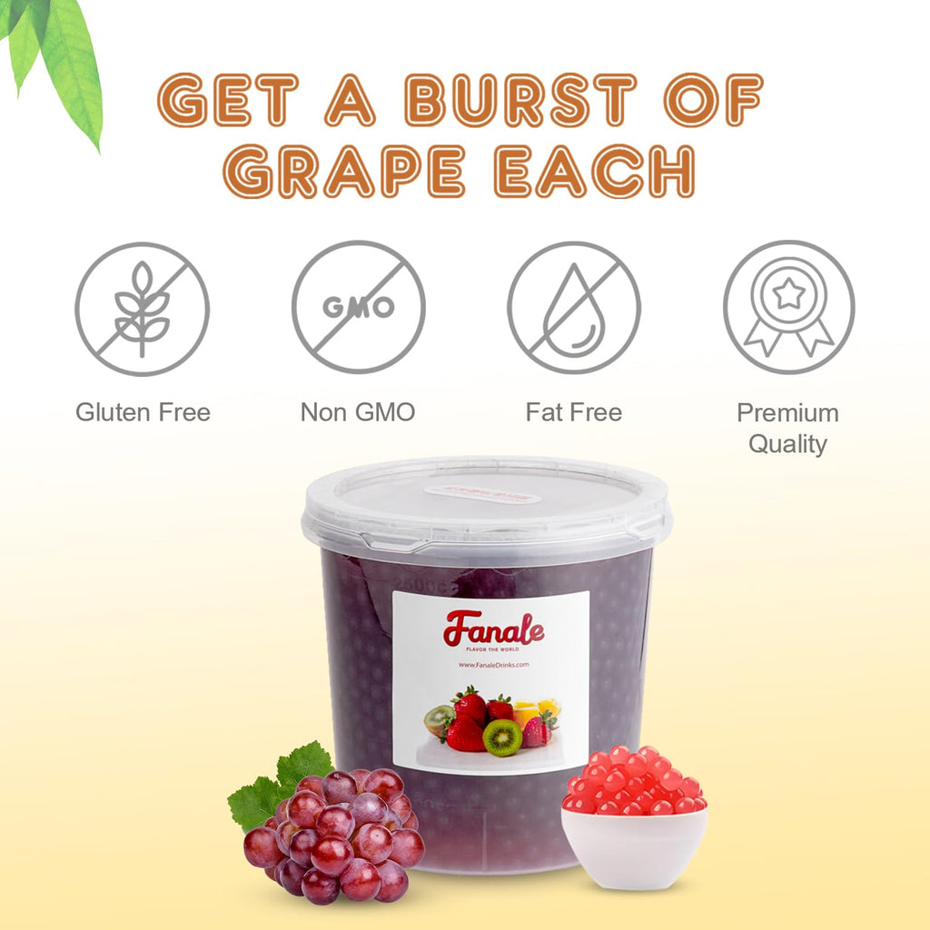 Fanale Grape Popping Boba Pearls for Bubble Tea and Drinks, 7 Pounds