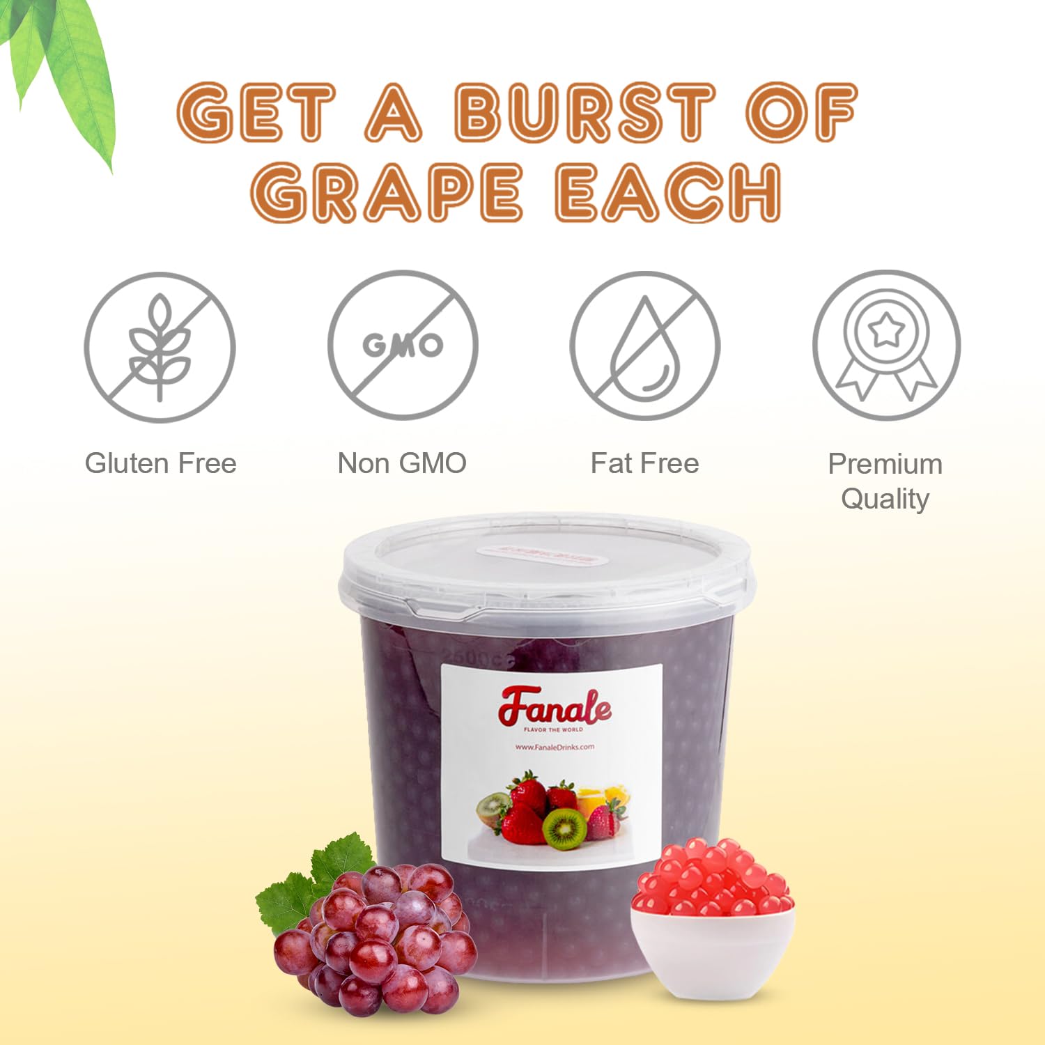 Fanale Grape Popping Boba Pearls for Bubble Tea and Drinks, 7 Pounds