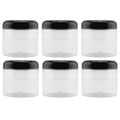Cornucopia Brands 16oz Clear Plastic Jars w/Domed Lids (6-Pack); BPA Free PET Stackable Straight Sided Canisters for Bathroom & Kitchen Storage
