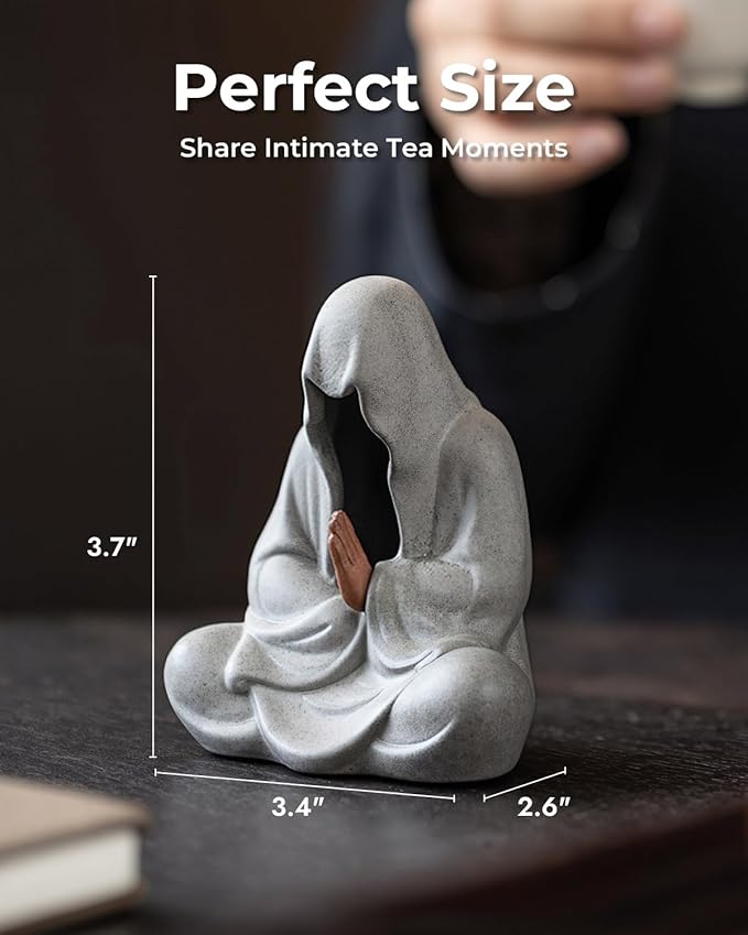 Ceramic Zen Figurine Faceless Tea Pet - Kung Fu Tea Set Accessories, Japanese Decor for Home, Asian Meditation Statue