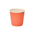 Restaurantware Ripple Wall Coffee Cups 25 Count 4 Ounce Insulated Tangerine Orange Paper Cups, Rolled Rim Spill-Resistant Disposable Paper Non-Slip for Coffee, Beverages
