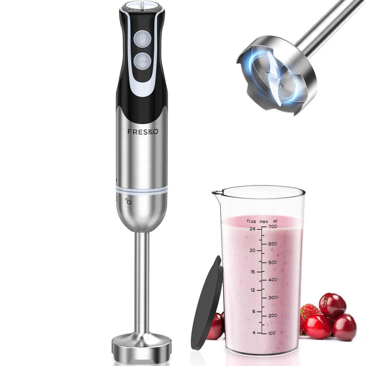 Immersion Blender Handheld, 2-In-1 Hand Blender with 12-Speeds & Turbo Mode