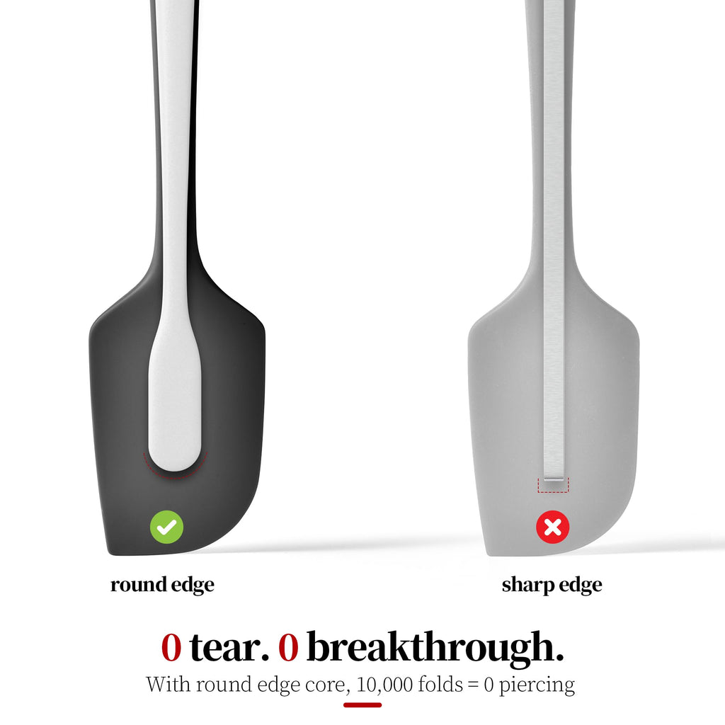 Lilybeam 600ºF Heat Resistant Silicone Spatula Spoonula Set of 4, Black