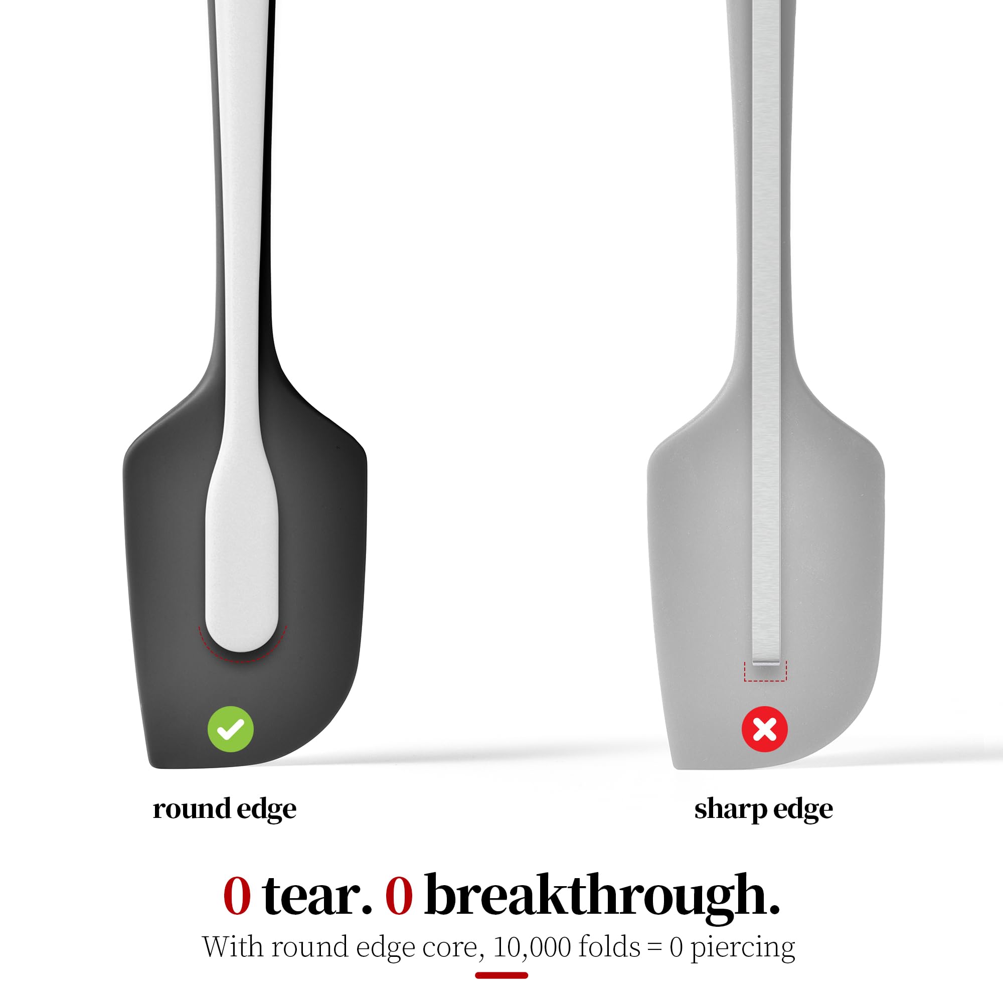 Lilybeam 600ºF Heat Resistant Silicone Spatula Spoonula Set of 4, Black
