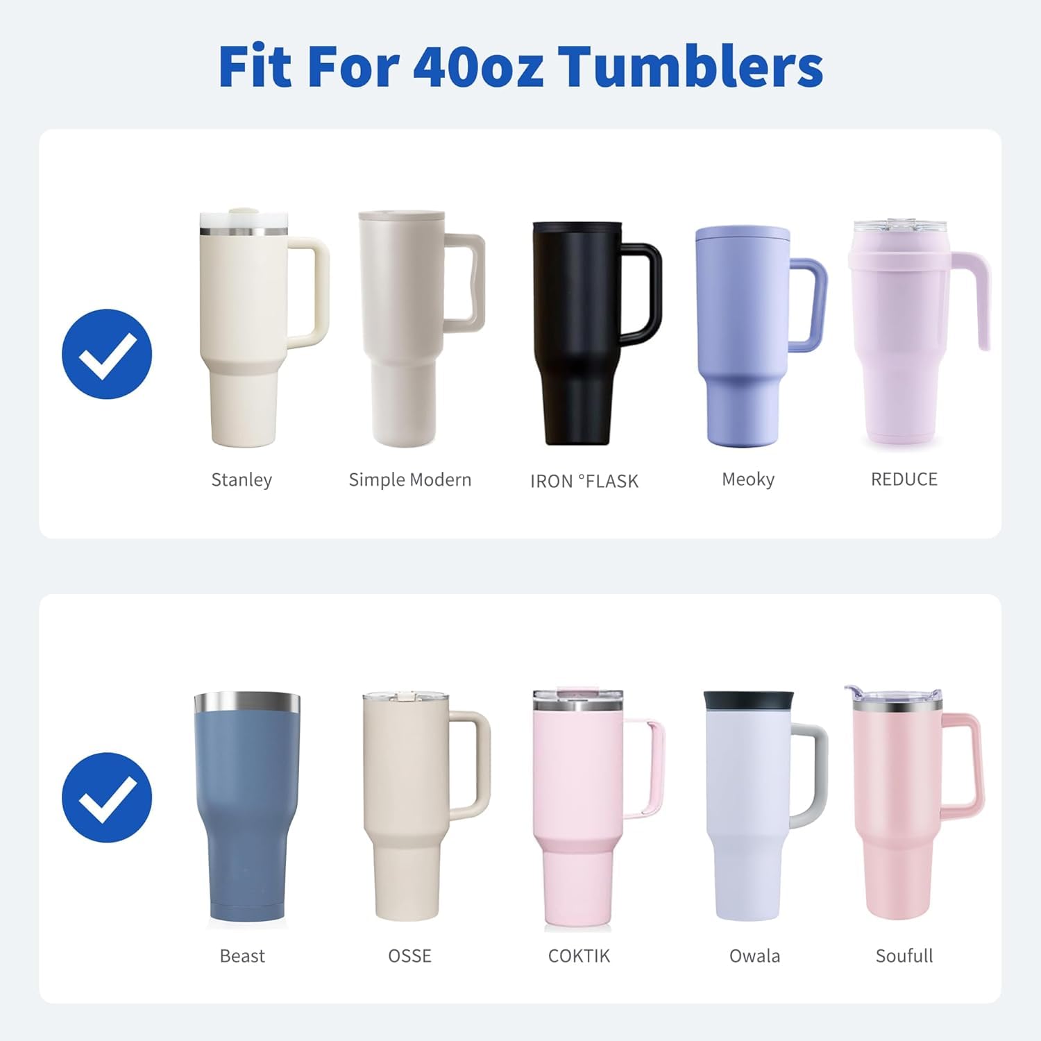 Diumepo Metal Straws Reusable for 40 oz Tumbler, 5 Pcs Extra Long Stainless Steel Straws with Silicone Tips for Stanley,Simple Modern, Meoky 40oz Cup