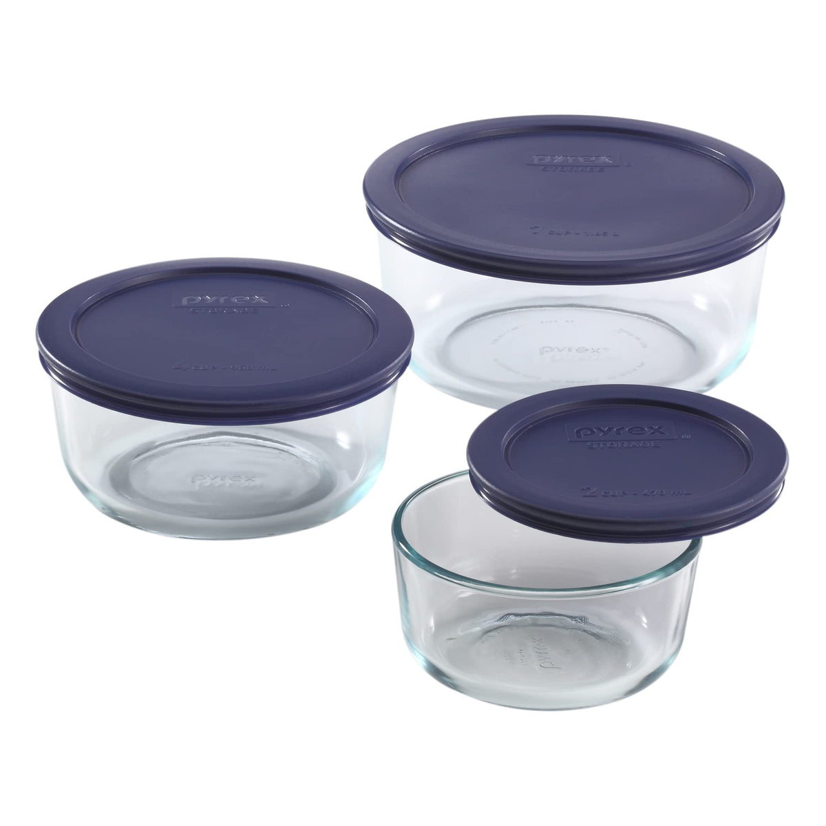 Pyrex Simply Store (3-Pack) Glass Food Storage Containers Set (2, 4, 7 Cup)
