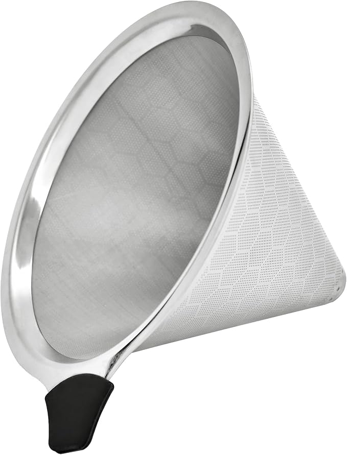 Pour Over Coffee Filters Compatible with Hario V60 02 03 & Chemex - Reusable Stainless Steel Permanent Filter Cone Dripper Coffee Maker and Bar Accessories
