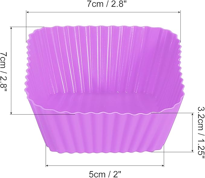 uxcell 36Pcs Silicone Cupcake Baking Cups, Silicone Muffins Liners Non-Stick Square Baking Cups, for Cooking Eggs Baking Muffins and Make a Cake(Purple)