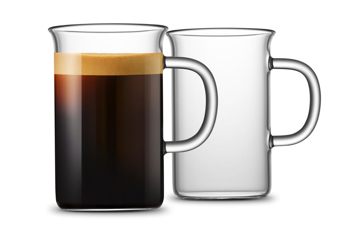 LUXU Glass Coffee Mugs, 15 oz Ice coffee cups,Clear Tea Cups Set of 2