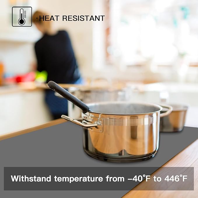Silicone Mats for Kitchen Counter, 47.3"x23.6"(120cmx60cm) Large Heat Resistant Mat Kitchen Island Waterproof 2MM Thick Countertop Protector Mat Nons-slip Extra Large Counter Mat, Translucent Brown