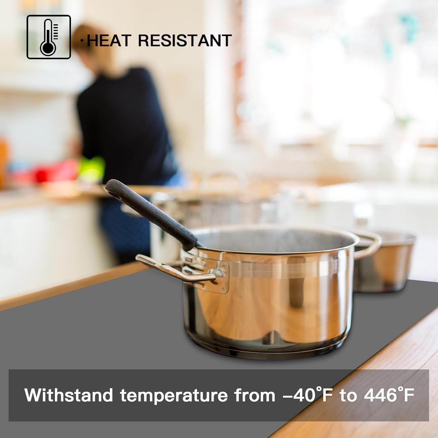 Silicone Mats for Kitchen Counter, 47.3"x23.6"(120cmx60cm) Large Heat Resistant Mat Kitchen Island Waterproof 2MM Thick Countertop Protector Mat Nons-slip Extra Large Counter Mat, Translucent Black