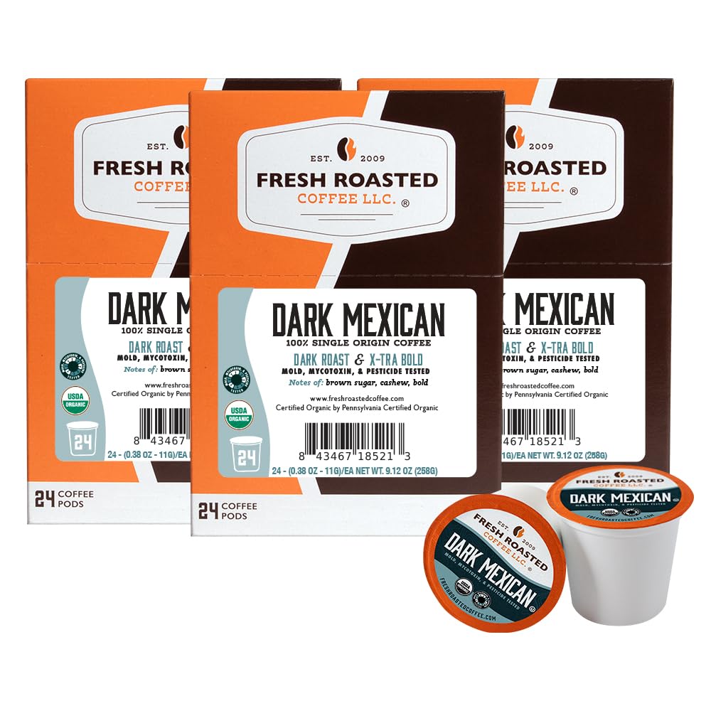 Fresh Roasted Coffee, Organic Bali Blue Moon K-Cup Pods for Keurig Brewers, Medium Roast, USDA Organic, Kosher, 24 Count (Pack of 3)