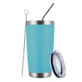 MEWAY 20oz Tumbler Cup Double Wall Vacuum Insulated Travel Mug Bulk, Stainless Steel Tumblers with Lid and Straw, Durable Powder Coated Coffee Cups for Cold & Hot Drinks (Light Blue, 1)