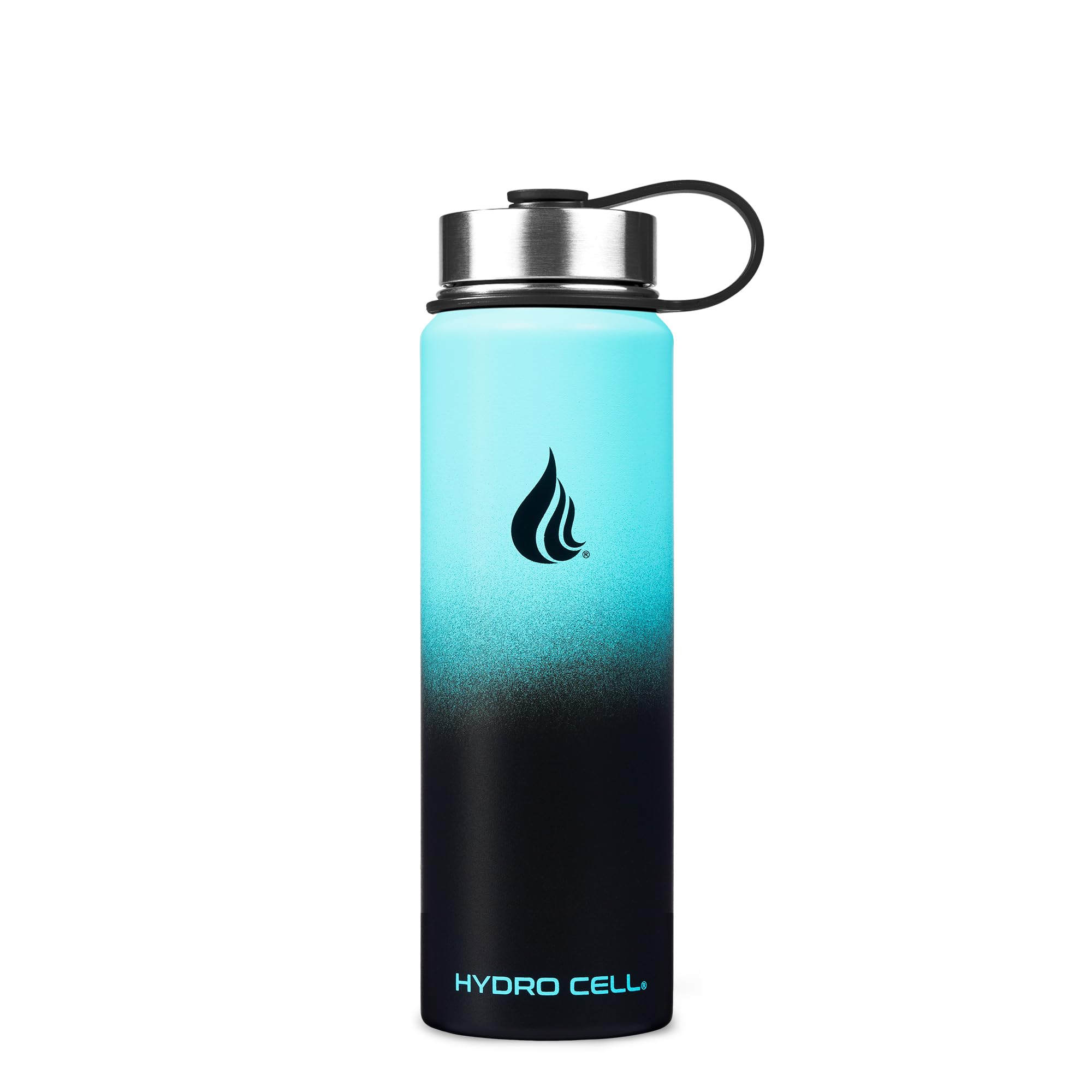 HYDRO CELL Stainless Steel Insulated Water Bottle with Straw - For Cold & Hot Drinks - Metal Vacuum Flask with Screw Cap and Modern Leakproof Sport Thermos for Adults (Teal/Black 24oz)