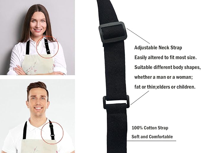 Japanese Cherry Bib Apron with Adjustable Neck for Men Women,Suitable for Home Kitchen Cooking Waitress Chef Grill Bistro Baking BBQ Apron