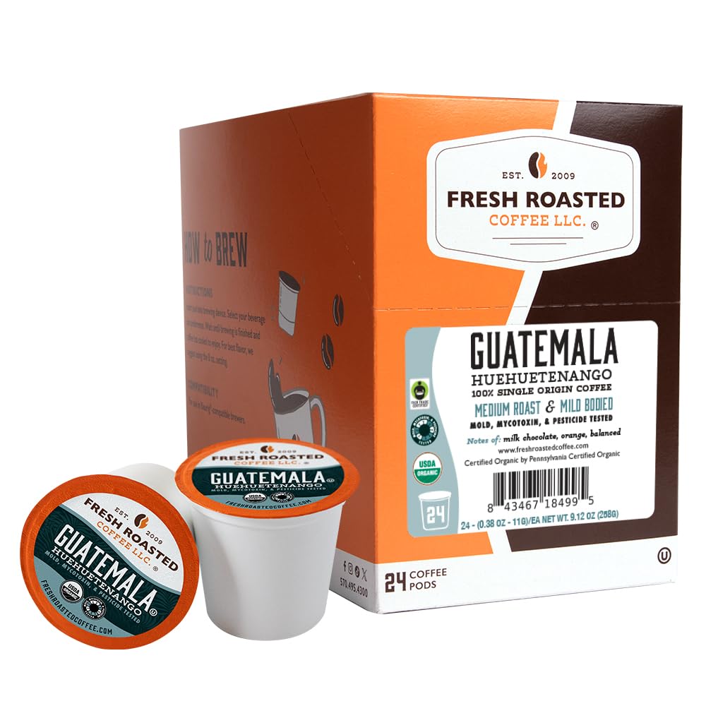 Fresh Roasted Coffee, Organic Bali Blue Moon K-Cup Pods for Keurig Brewers, Medium Roast, USDA Organic, Kosher, 24 Count (Pack of 3)