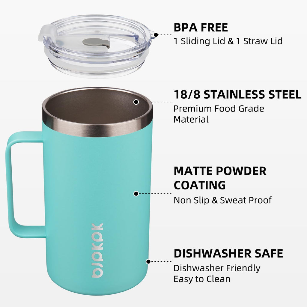 BJPKPK 25oz Insulated Coffee Mug with Handle, Stainless Steel Travel Mug