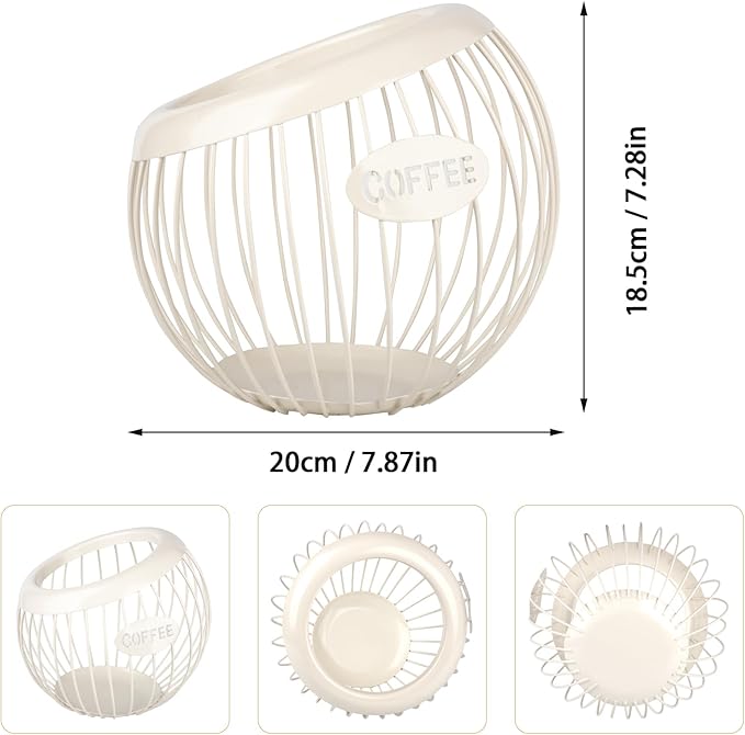 Stainless Steel Cup Coffee Basket pods holder Sturdy for Home or Office Kitchen Counter Organizer Espresso Capsule (WHITE)
