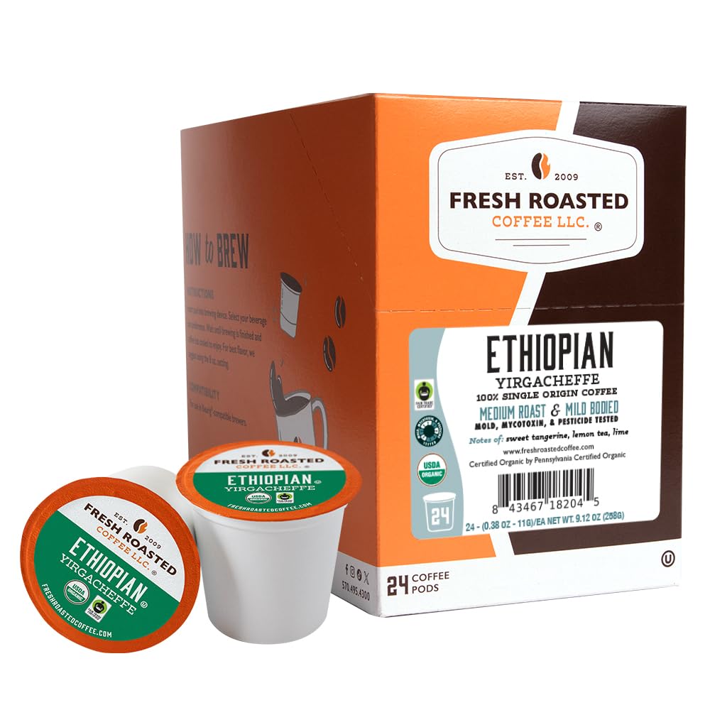 Fresh Roasted Coffee, Organic Bali Blue Moon K-Cup Pods for Keurig Brewers, Medium Roast, USDA Organic, Kosher, 24 Count (Pack of 3)