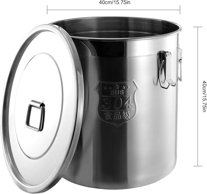 1623 OZ Stainless Steel Canister Rice Cereal Grain Storage Containers with Lid Airtight Coffee Bean Storage Milk Flour Sugar Food Storage for Home Bar Restaurant (48L/1623 OZ)