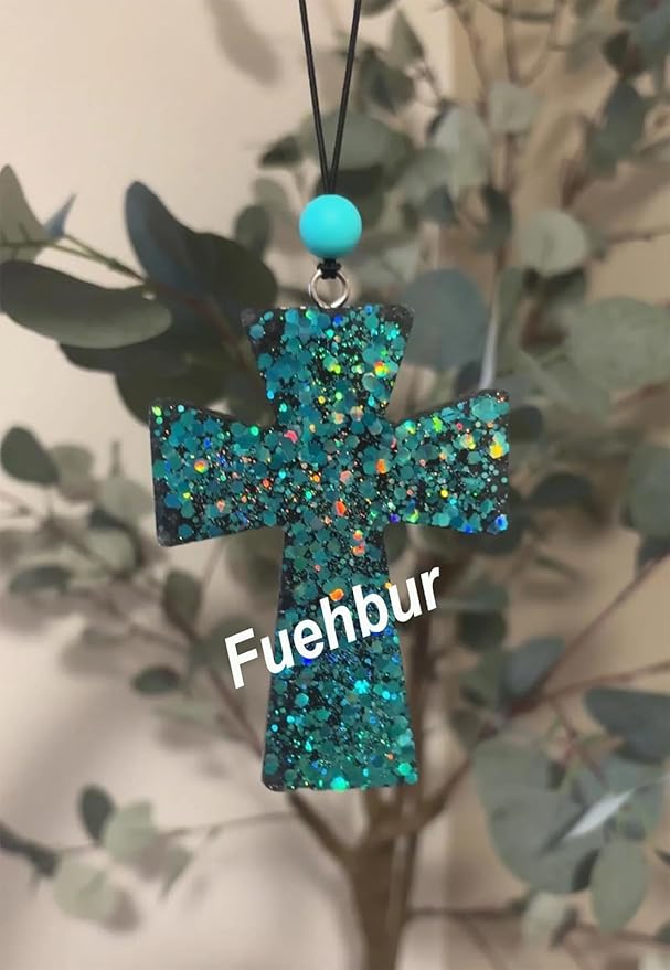 【300+ Design Optional】 Fuehbur Cross Pendant Freshie Mold, Silicone Epoxy Resin Molds for Car Freshies, Aroma Beads, Soap Candle Pendant Mould-Oven Safe