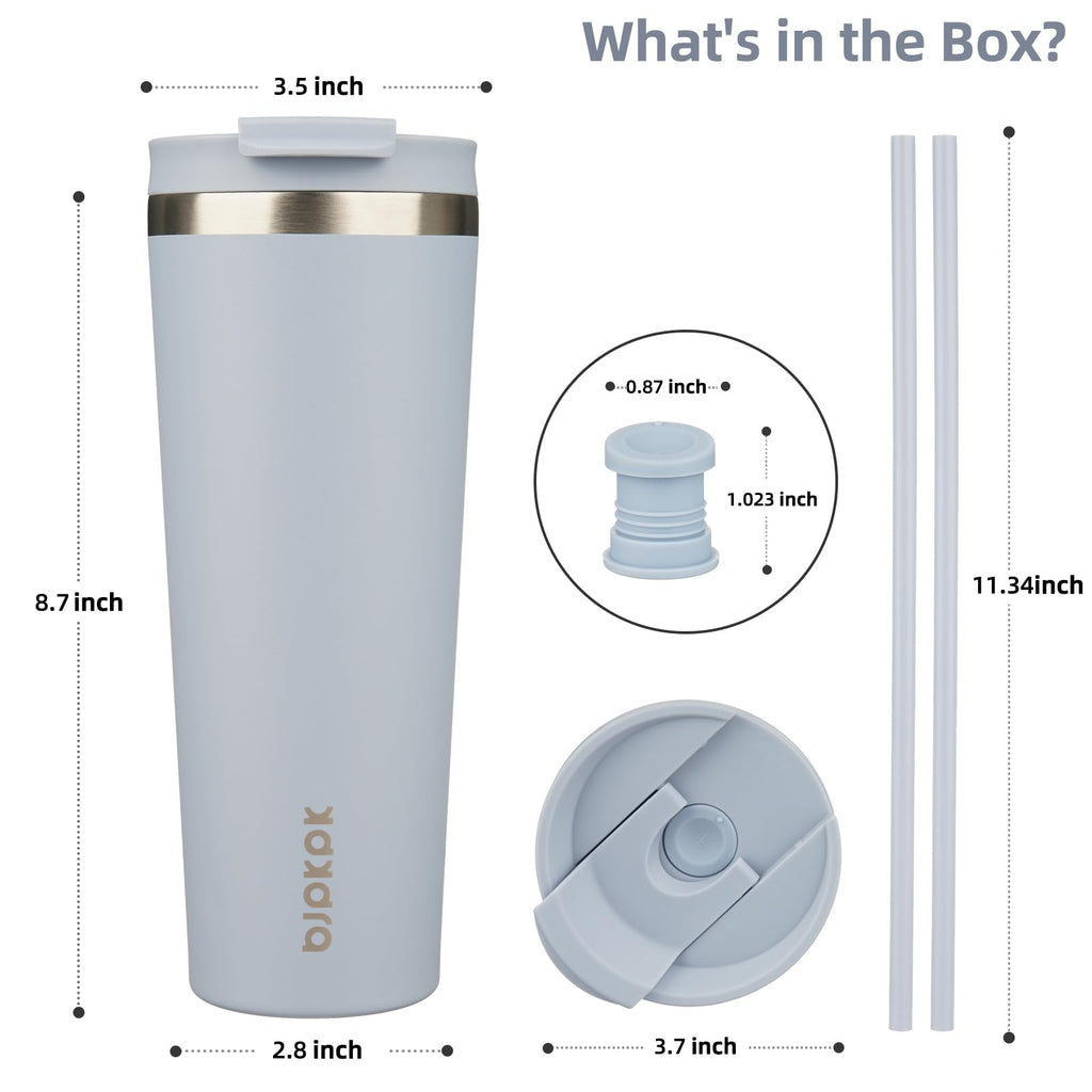 BJPKPK 26 oz Coffee Tumbler with Straw, Insulated Stainless Steel Cup