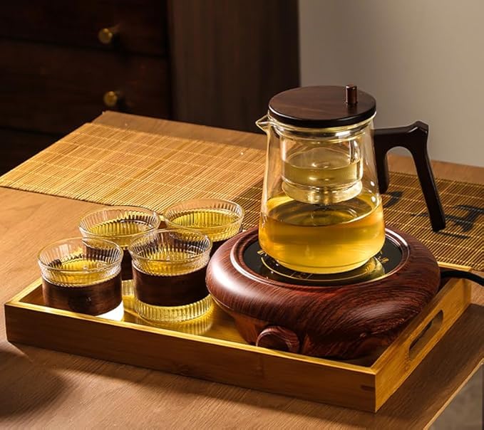 Glass Teapot with Removable Infuser, Loose Leaf Tea Brewing (7-shaped handle)