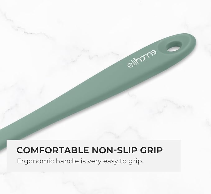Elihome Mini Silicone Spoonula - Non-Stick Heat Resistant Silicone Scraper Spatula for Mixing, Serving, Scraping, Stirring, and More, 8.75 Inch, Sage Green