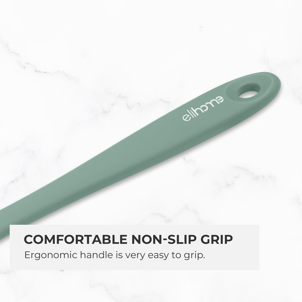 Elihome Mini Silicone Spoonula - Non-Stick Heat Resistant Silicone Scraper Spatula for Mixing, Serving, Scraping, Stirring, and More, 8.75 Inch, Sage Green
