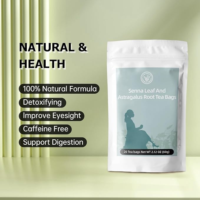 HANFANGLING Senna Leaf And Astragalus Root Tea Bag - Natural Detoxification and Beauty Herbal Tea, Support Digestion and Health, Improve Immunity and Beauty 20 Tea bags 2.12oz