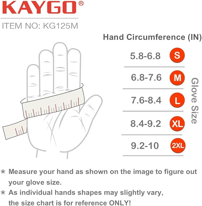 KAYGO Work Gloves For Men, KG125M Mechanic Utility Work Gloves for All Purpose, Excellent Grip, Heavy Duty, Improved Dexterity, Touch Screen,Black, 2XL