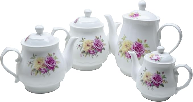 European Style Porcelain Teapot, Coffee Tea Water Pot Vintage Ceramic Kettle (42oz)