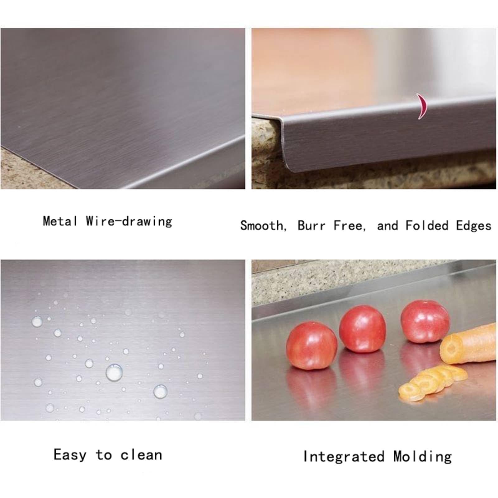 BILLAMB Stainless Steel Cutting Boards for The Kitchen, Suitable for Meat, Fruits, Vegetables, Bread, and Baking Large-sized Cutting Boards (50 x 50cm/19.7 x 19.7 in)