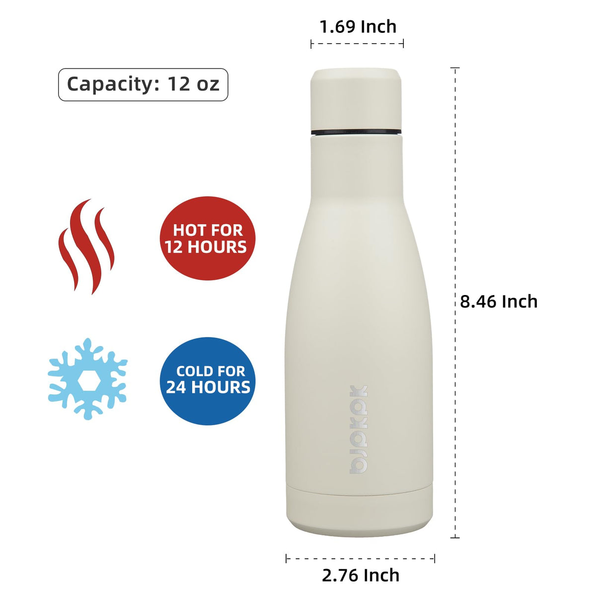 BJPKPK 12 oz Small Mini Water Bottle, Insulated Stainless Steel Flask