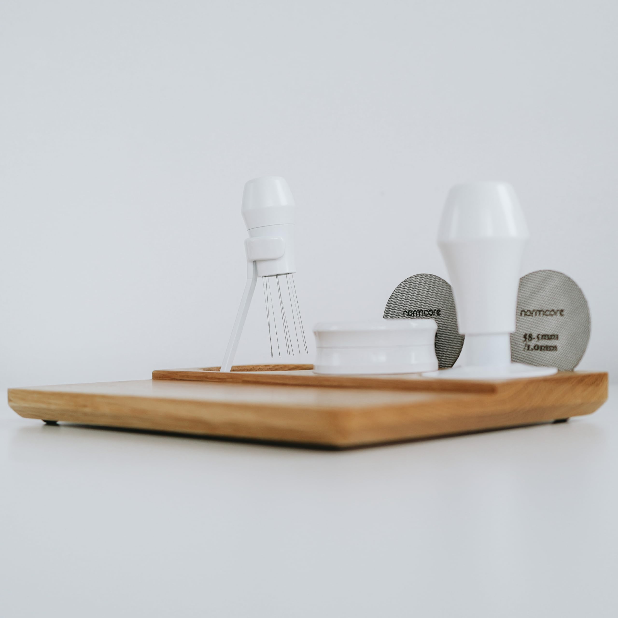 Normcore Tamping Mat - Natural OAK Espresso Tamping Station - Coffee Tamper Holder Mat Portafilter Mat For Baristas - Patent Pending - Solid American White OAK Wood