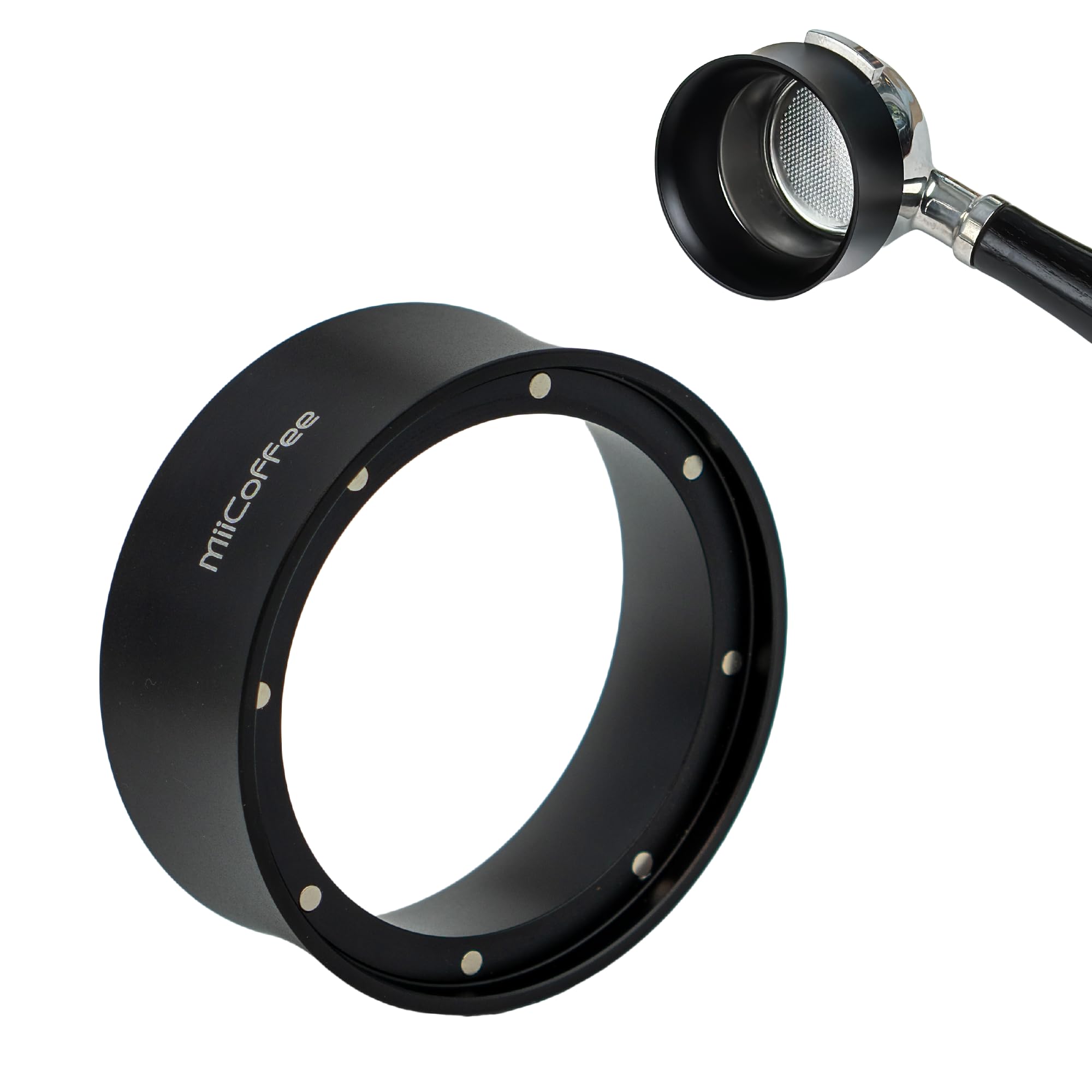 MiiCoffee 58mm Magnetic Dosing Funnel - Espresso Coffee Dosing Ring - Anodized Aluminum with 9 Magnetized Steel Compatible with 58mm Portafilter (Tall)
