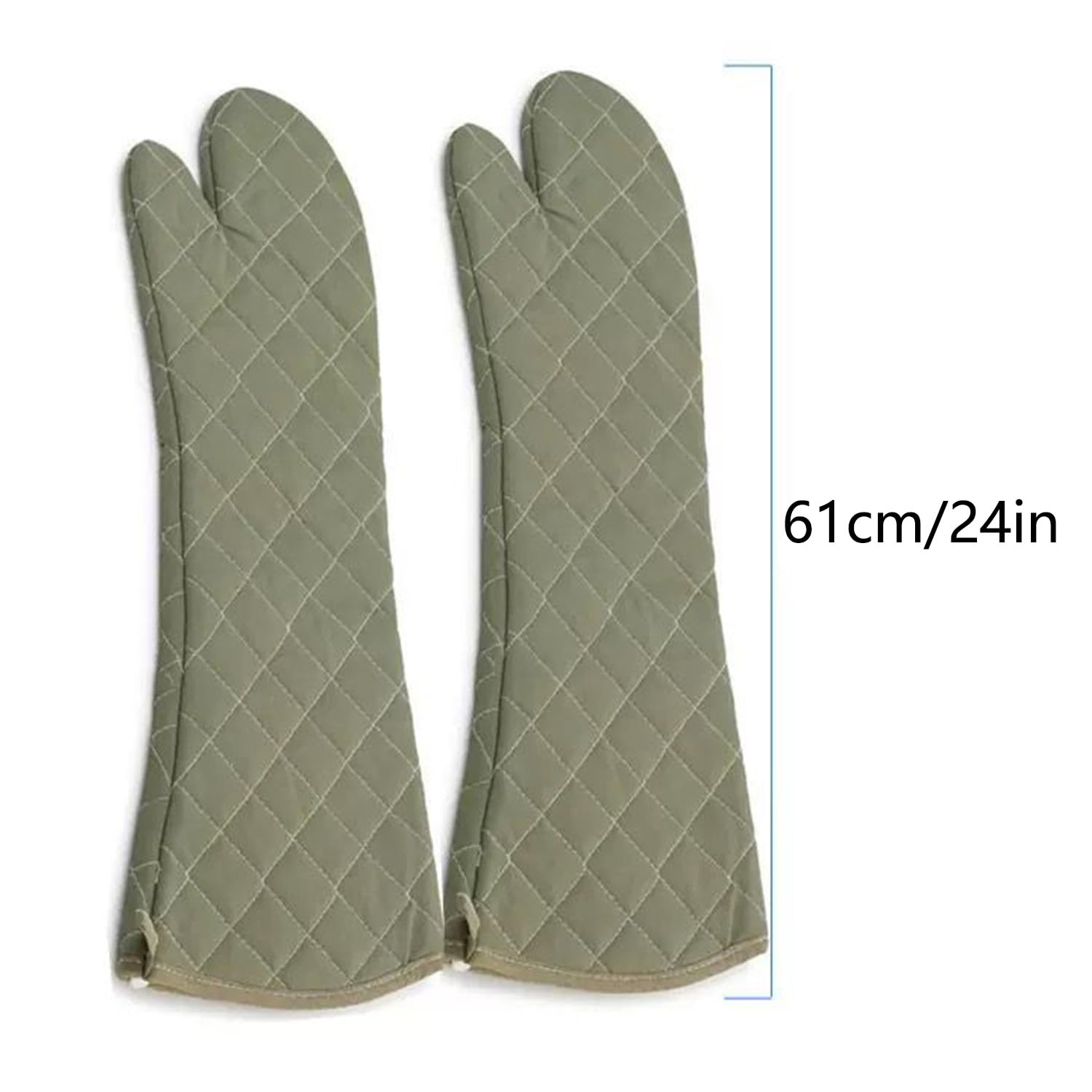 Linwnil Extra Long 24 Inch Heat Resistant Oven Gloves New Cotton Oven Mitts Kitchen Gloves High Temperature Cooking Tool BBQ Gloves (24" Green, 24 Inch)
