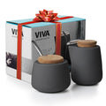 VIVA Nicola Gray Porcelain Sugar and Creamer Set, 7oz Cork Lid & Spoon