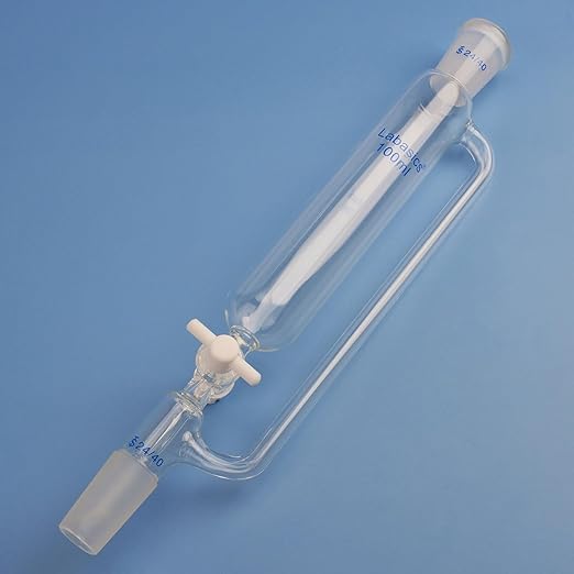 Labasics 100 ml Pressure Equalizing Addition Funnel, Borosilicate Glass Dropping Funnel 24/40 Joint with PTFE Stopcock for Laboratory