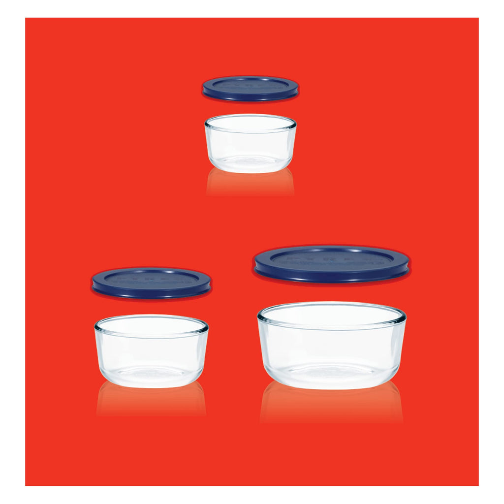 Pyrex Simply Store (3-Pack) Glass Food Storage Containers Set (2, 4, 7 Cup)
