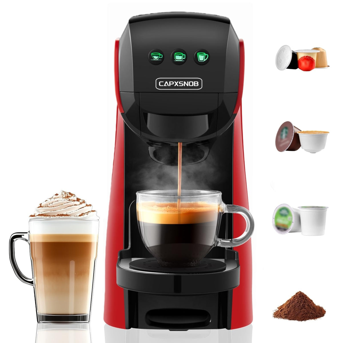 Warriors1 4-in-1 Coffee Maker & Espresso Machine for Pods & Grounds, 20Bar