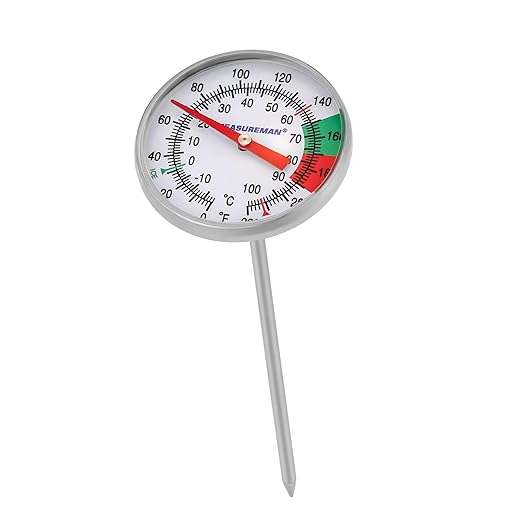 MEASUREMAN Milk Thermometer, Food/Meat Instant Read Thermometer, Pocket Size, Dishwasher Safe, Red, for Meat/Food Cooking and Grilling/Oven, Milk Foam, Coffee Drinks