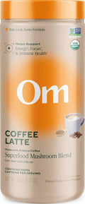 OM MUSHROOM SUPERFOOD Coffee Latte Blend – Functional Mushroom Powder with Lion’s Mane & Cordyceps – Energy, Focus & Mental Clarity Support – 8.47 oz Canister (30 Servings)