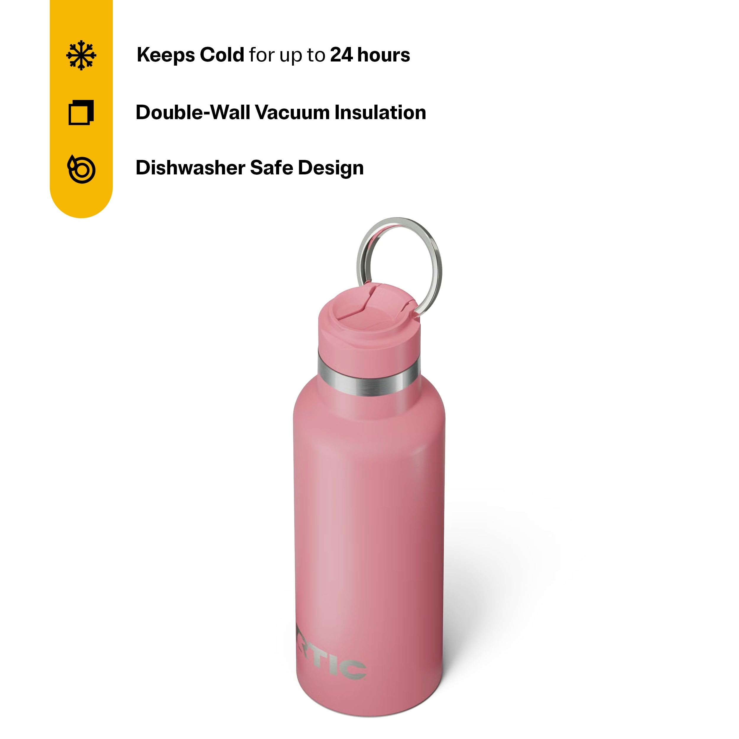 RTIC 16oz Journey Water Bottle, Ceramic Lined, Dusty Rose