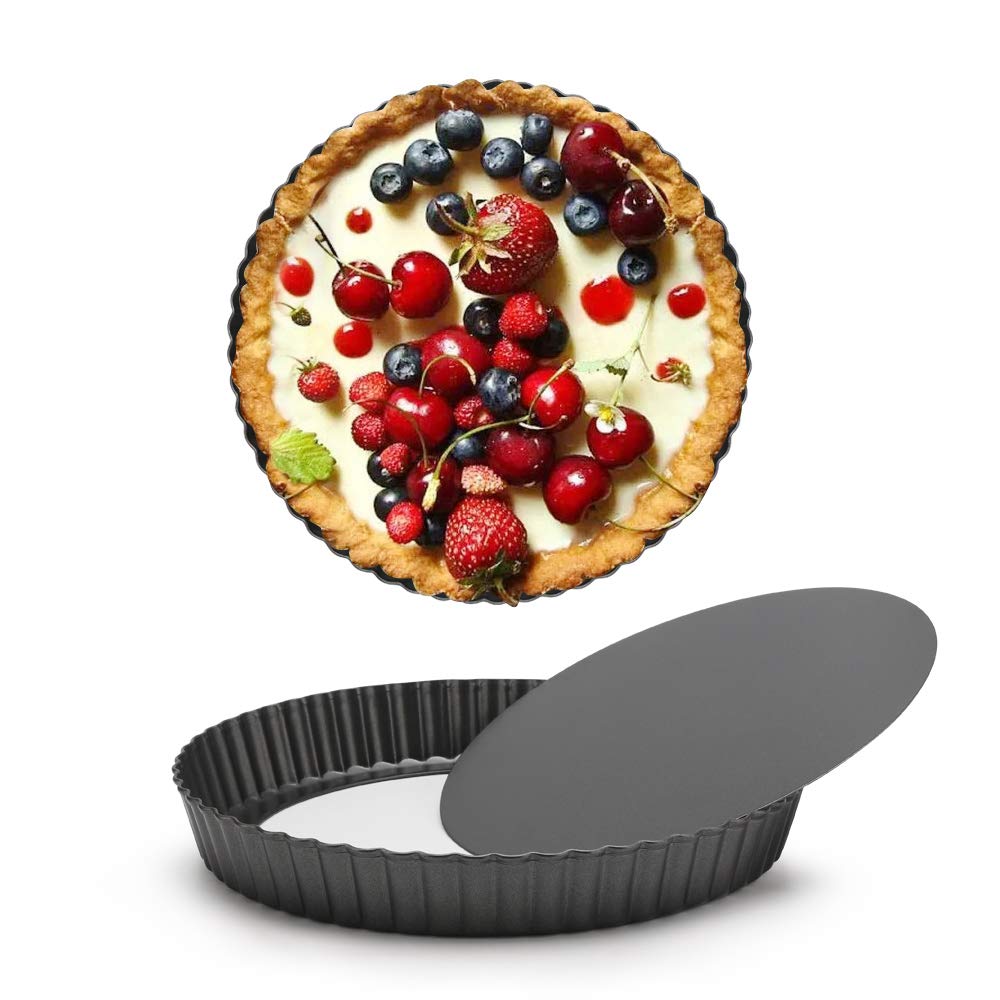 Beasea Tart Pan 9 Inch Removable Bottom, Non Stick Tart Pan with Removable Bottom Round Pie Pan for Baking