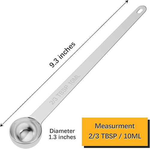 1PCS 2/3TBSP(10ml) Extra Long Handle Measuring Spoon, 18/8 Stainless Steel