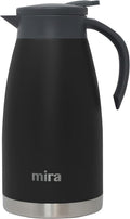 MIRA Stainless Steel Thermal Coffee Carafe, Double Wall Insulated Vacuum Flask, Tea, Water, and Coffee Dispenser, 1.5 Liter / 50oz, Black